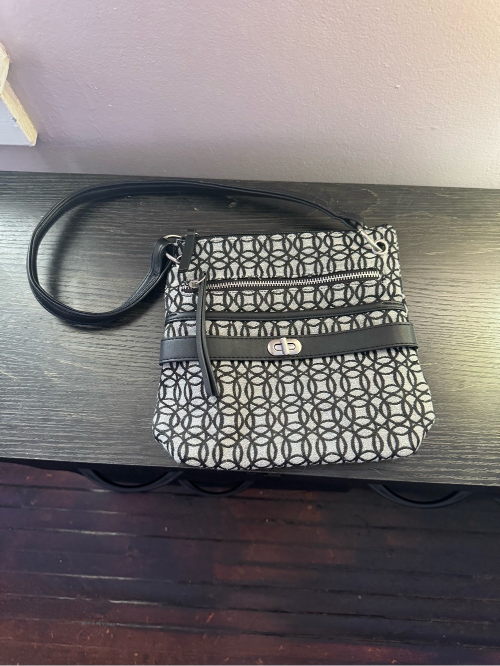 Black & White Pattern Crossbody Bag - Sleek Everyday Carry